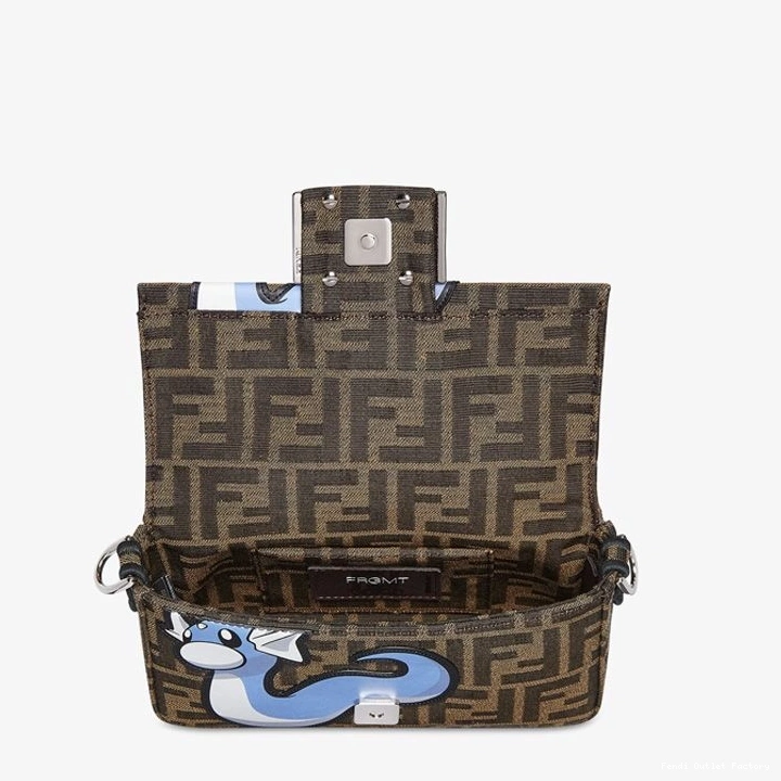 Affordable HOT Motif FF In Brown Bag Fendi Fabric Mini Blue Baguette Dragon Pokmon 0728